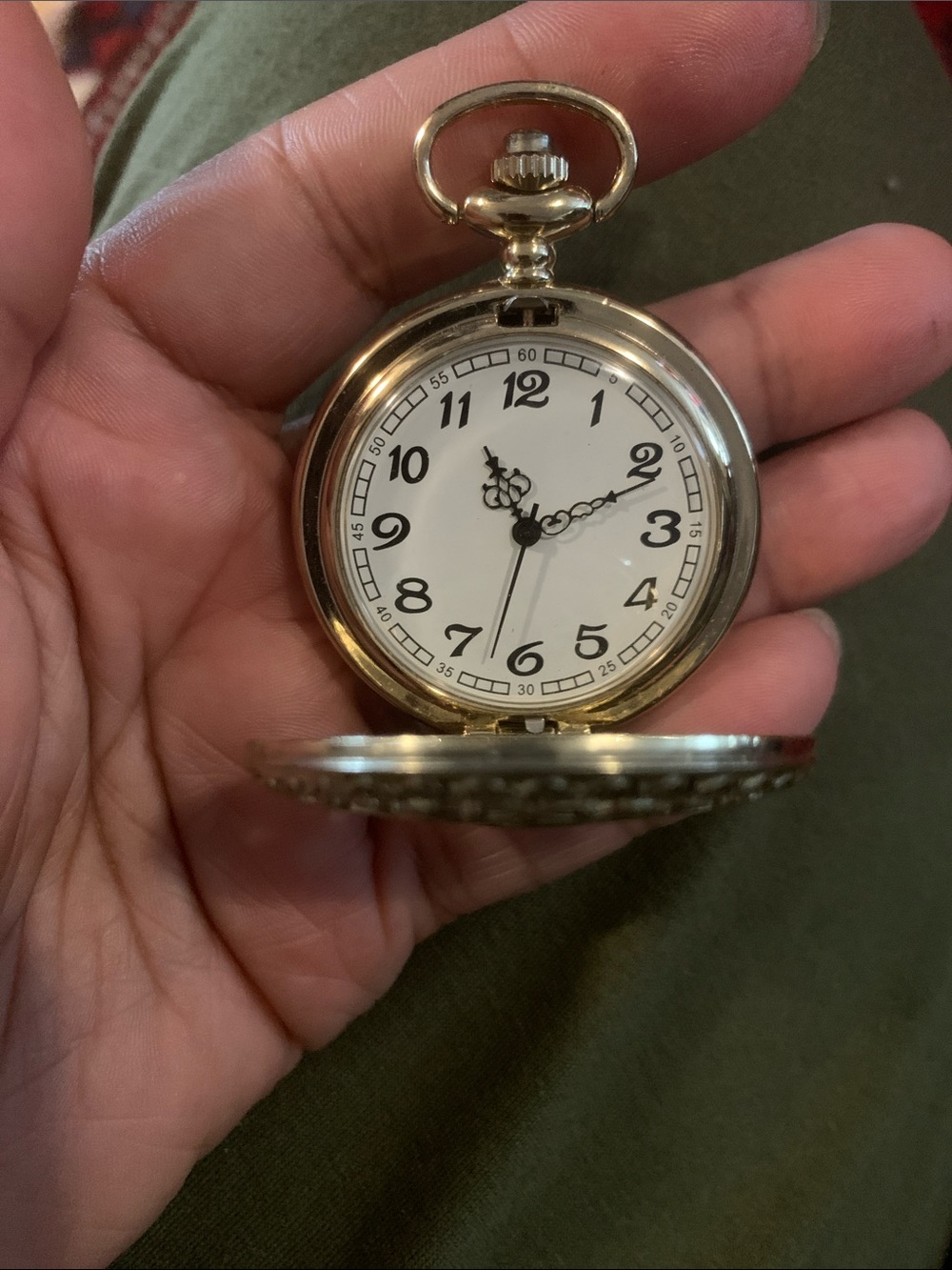 Vintage-Style Gold Pocket Watch with White Dial